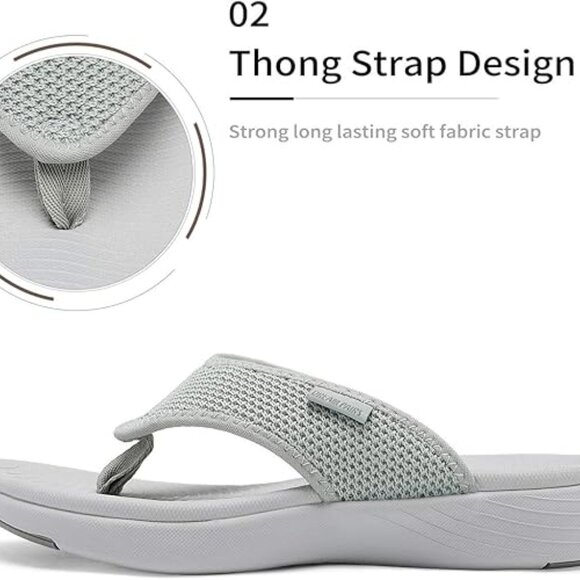 DREAM PAIRS Women Arch Support Soft Cushion Flip Flop Thong Sandals Sz: 9.5 Gray - Picture 8 of 14